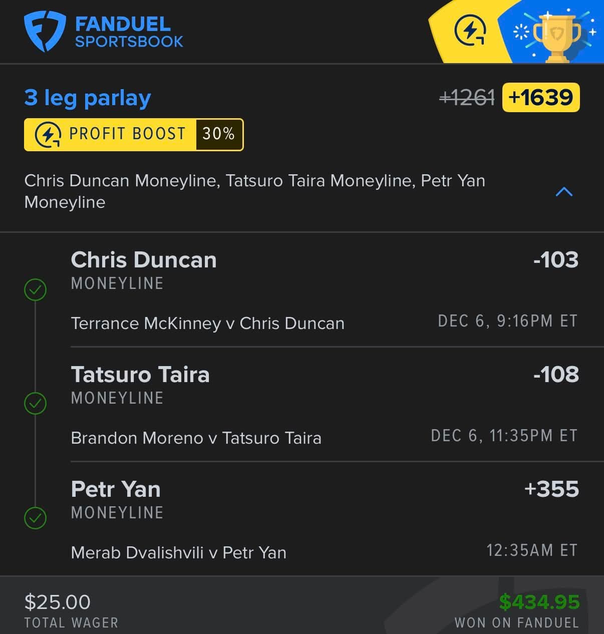 Winning bet slip