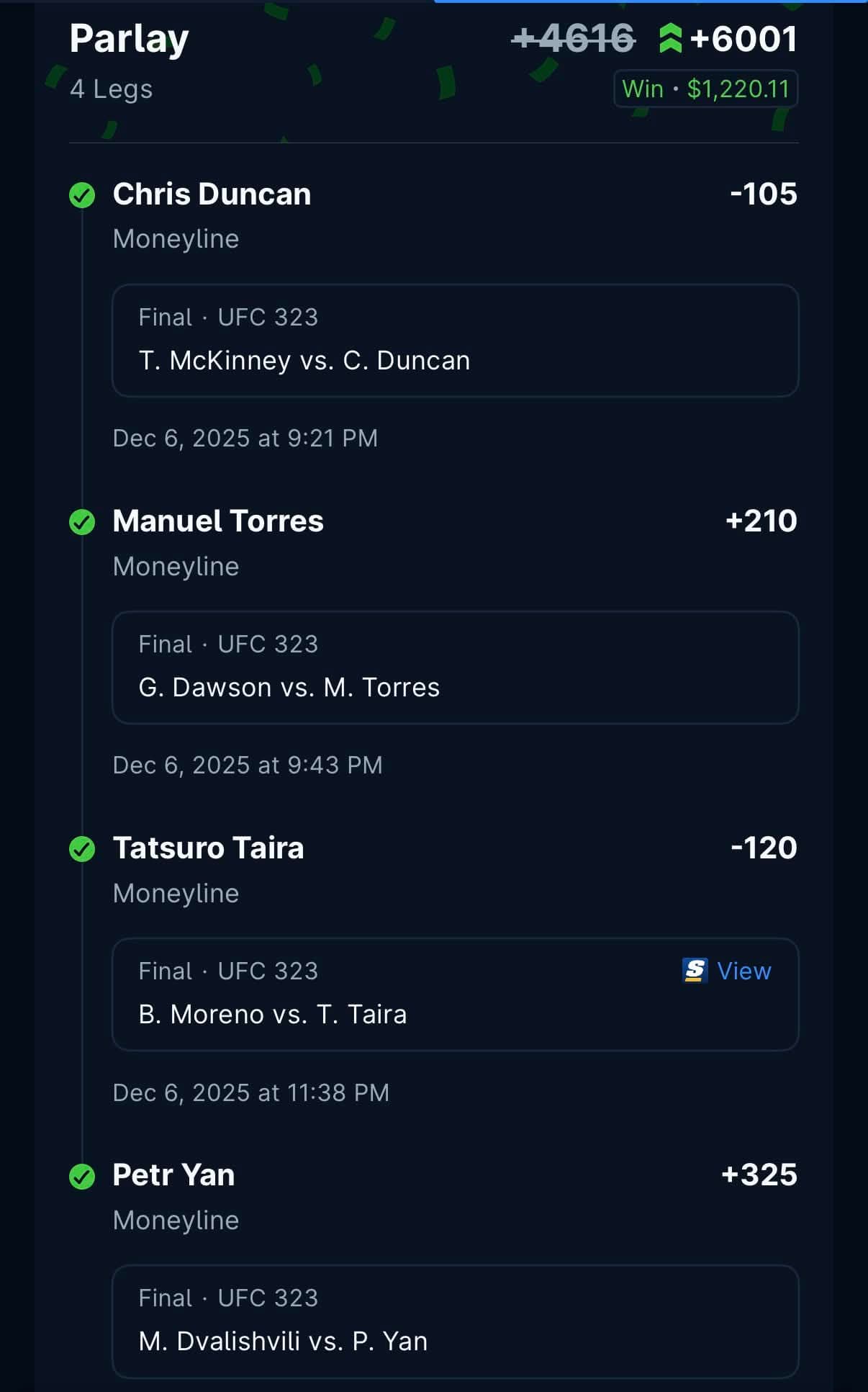 Winning bet slip